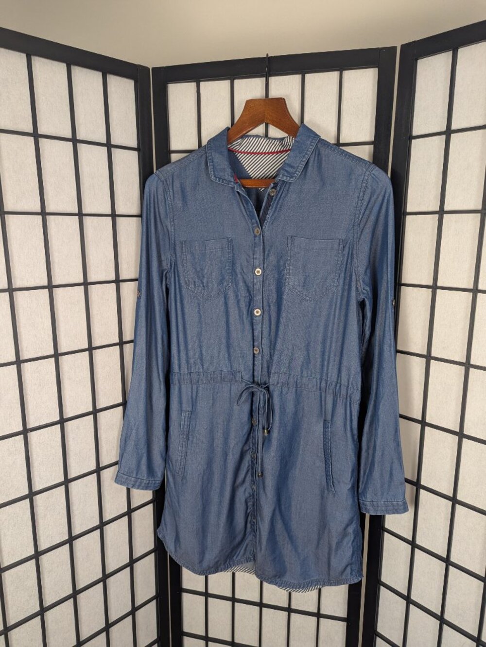 Burberry Blue Label 100% Cotton Drawstring Shirt Dress Size 7 (Japan)